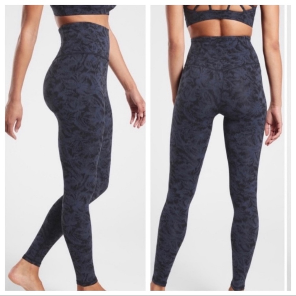 Athleta High-Waist Printed Leggings in Navy/Black